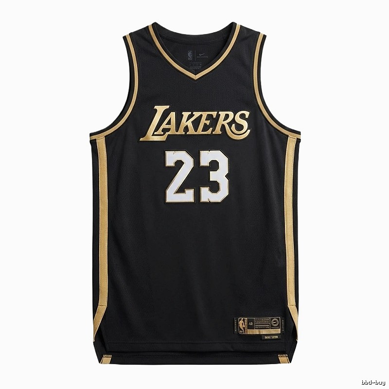 LBJ Lakers black and gold basketball uniform
