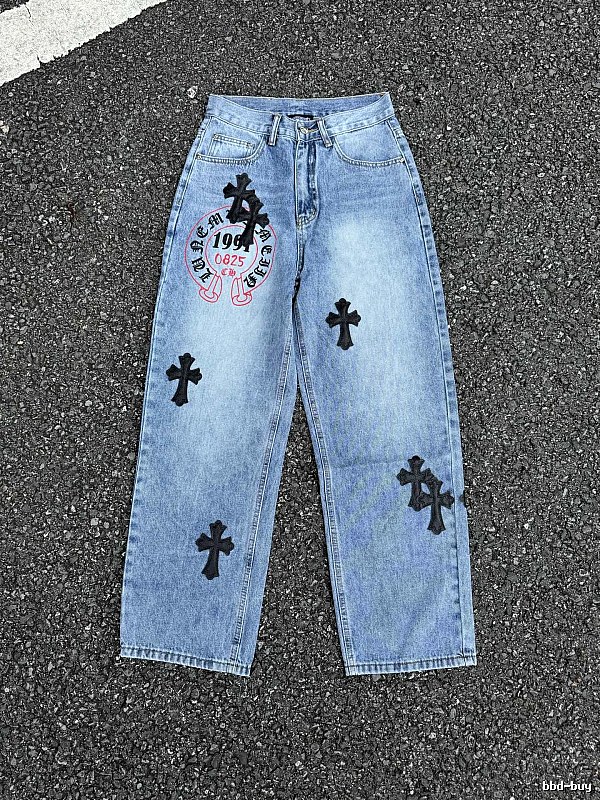 Light Blue Gift Edit Chrome Hearts Cross Jeans