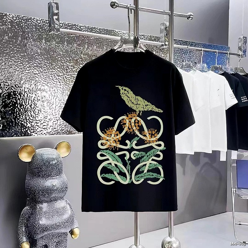 LOEWE Bird and Flower Print Vintage Black T-Shirt