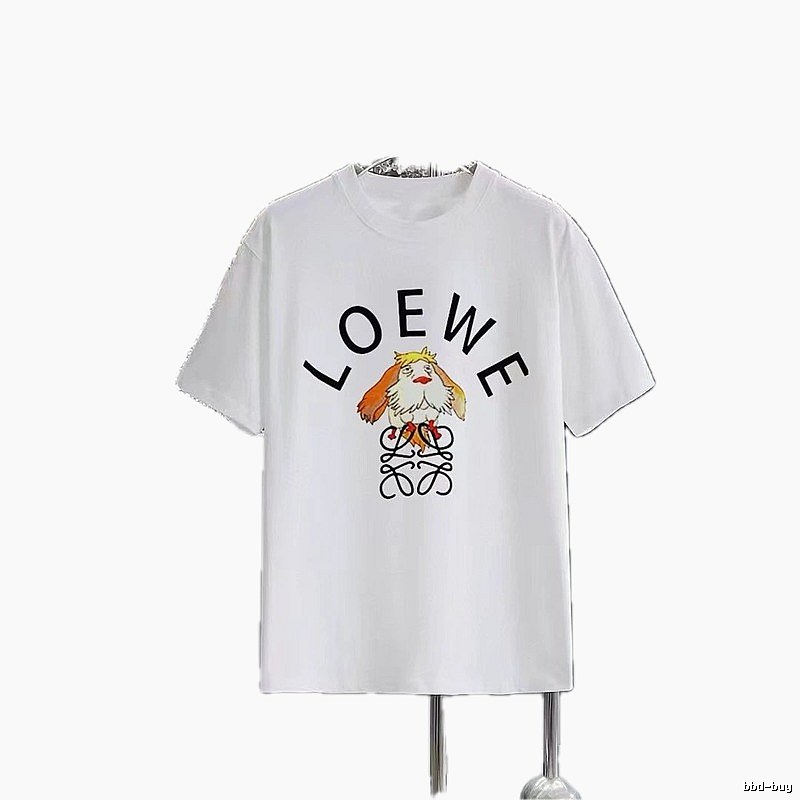 LOEWE Cartoon Print Casual Style White Short-sleeve T-shirt