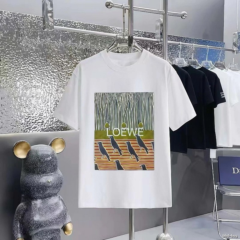 LOEWE Crow Print Streetwear-Style White T-Shirt