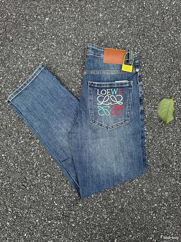 LOEWE Daily Logo Pocket Jeans with multicolor back-pocket emblem and lived-in wash