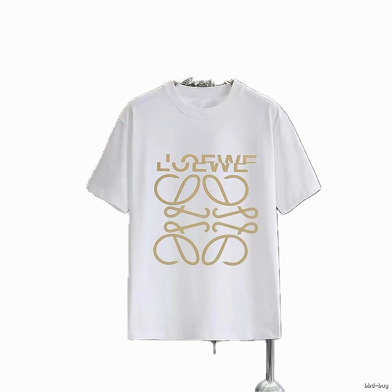 LOEWE Gold Hot-stamped Logo Light Luxury Style White T-Shirt