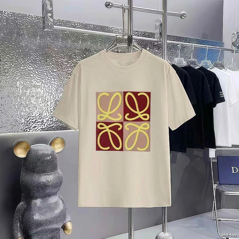 LOEWE Logo Collection Casual Style Beige T-Shirt