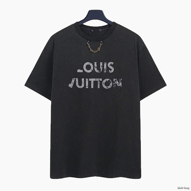 Louis Vuitton Distressed Print Cool Trendy Black T-Shirt