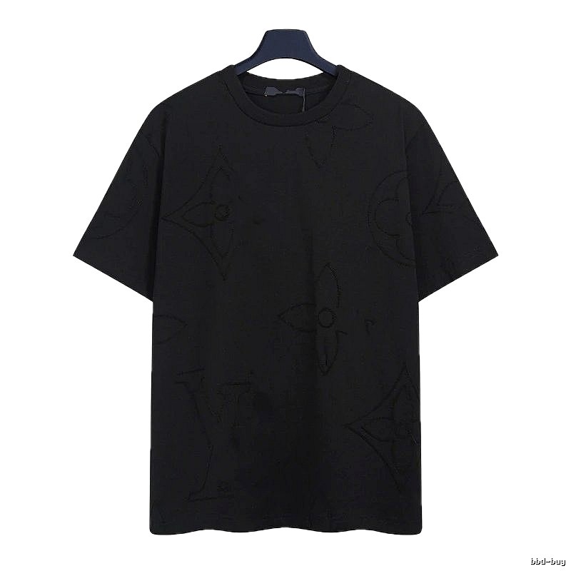 Louis Vuitton Embroidered Monogram Trendy Black T-Shirt