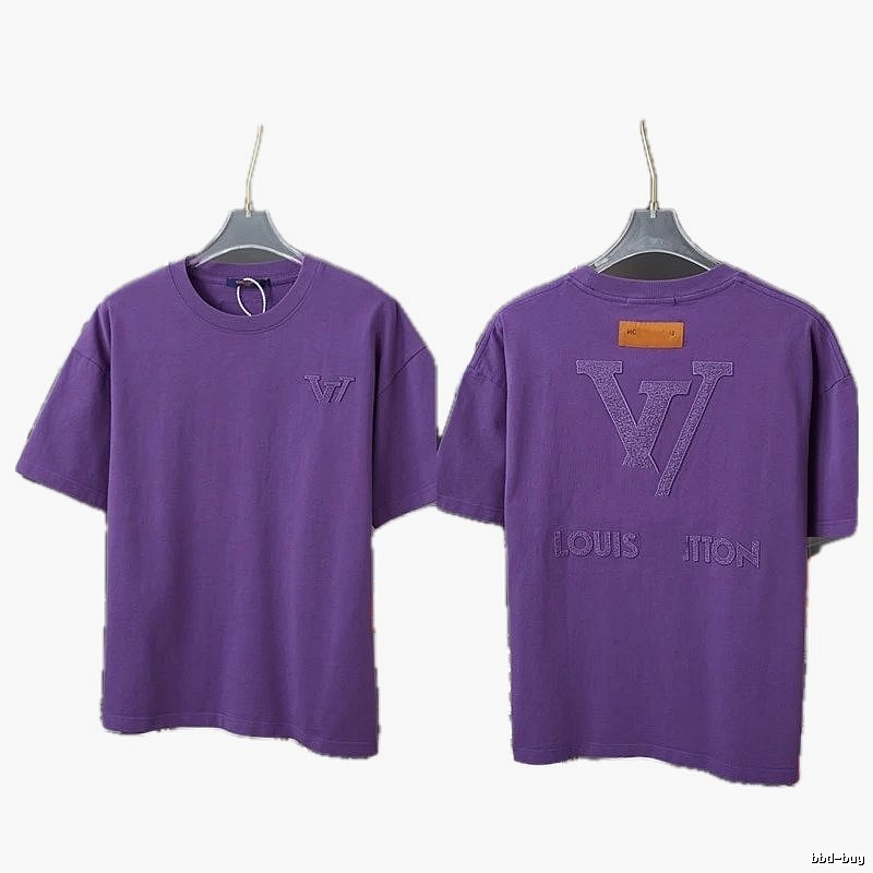 Louis Vuitton Embroidered Trendy Purple Short-sleeve T-shirt