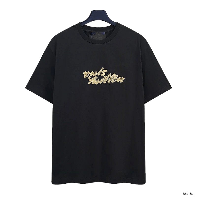 Louis Vuitton Embroidered Trendy Style Black Short-sleeve T-shirt