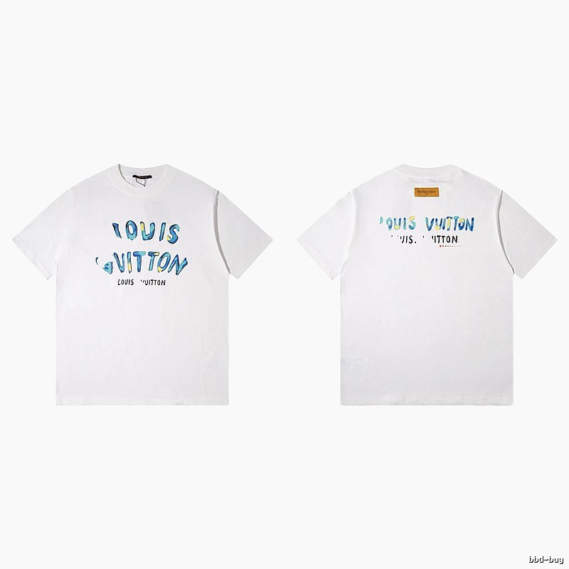 Louis Vuitton Hand-painted Graffiti Casual Style White T-shirt