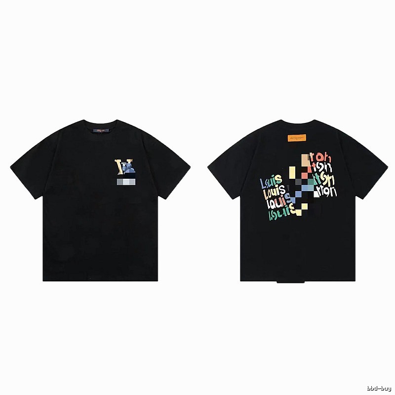Louis Vuitton Trendy Graffiti Style Black Short-sleeve T-shirt