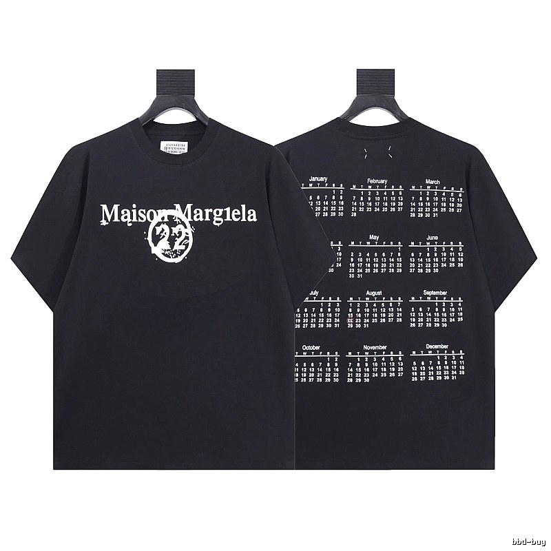 Maison Margiela Calendar Print Trendy Cool Black T-Shirt