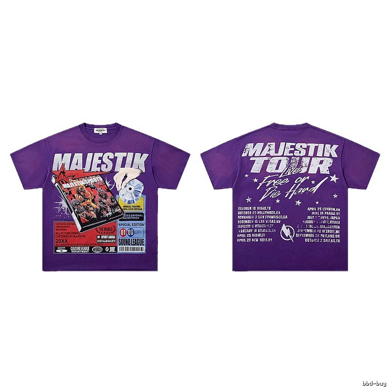 MAJESTIK Tour Vintage Style Purple Short Sleeve T-shirt