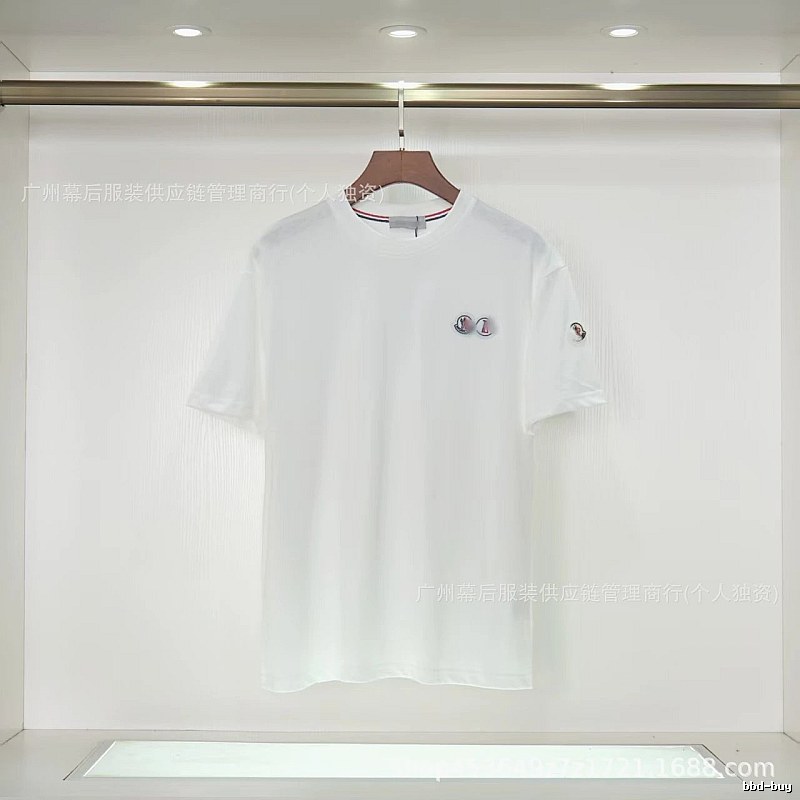 Moncler Badge Casual Style White T-Shirt
