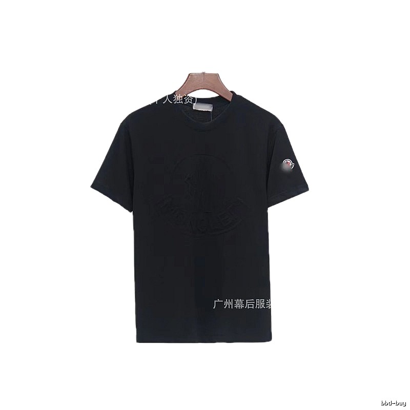 Moncler Embossed Streetwear Style Black Short-Sleeve T-Shirt