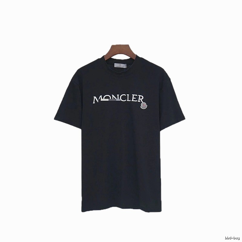 Moncler Embroidered Casual-Style Black T-Shirt