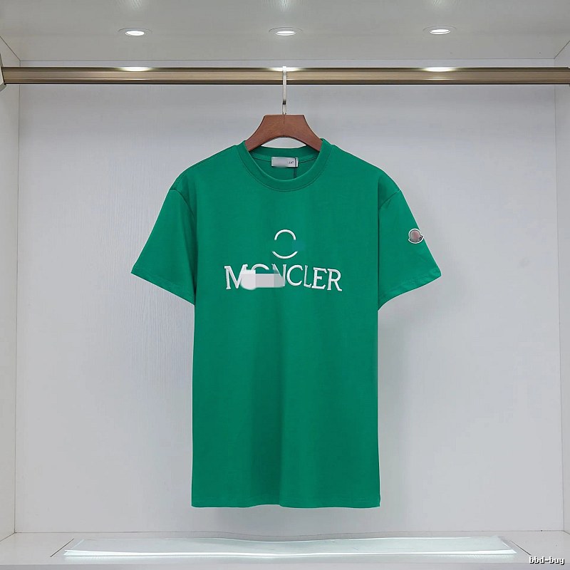 Moncler Embroidered Casual Style Green T-Shirt