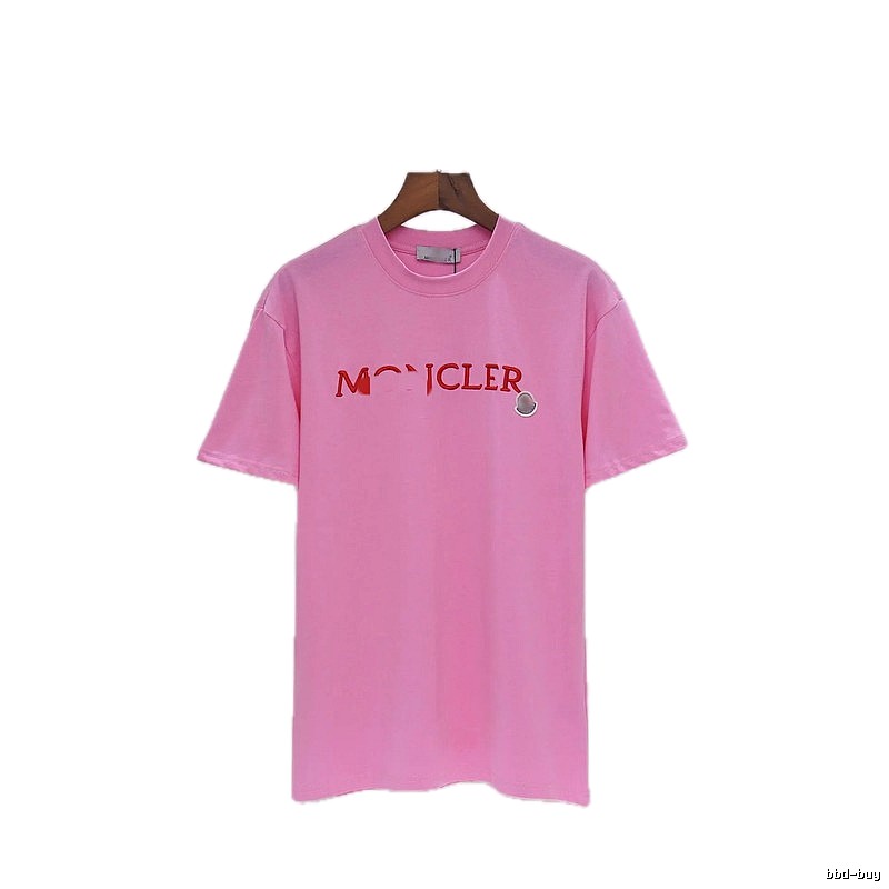 Moncler Embroidered Casual-style Pink T-Shirt