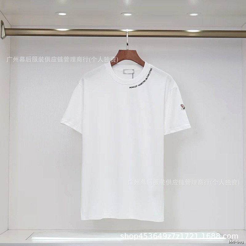 Moncler Embroidered Casual Style White Short-sleeve T-shirt