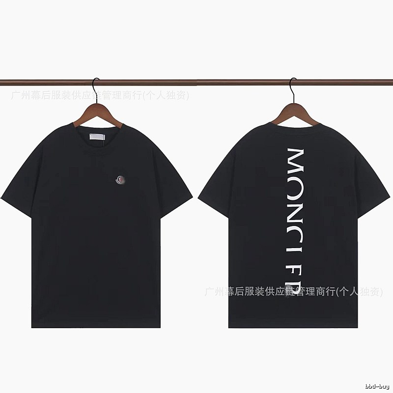 Moncler Letter Print Casual Style Black T-Shirt