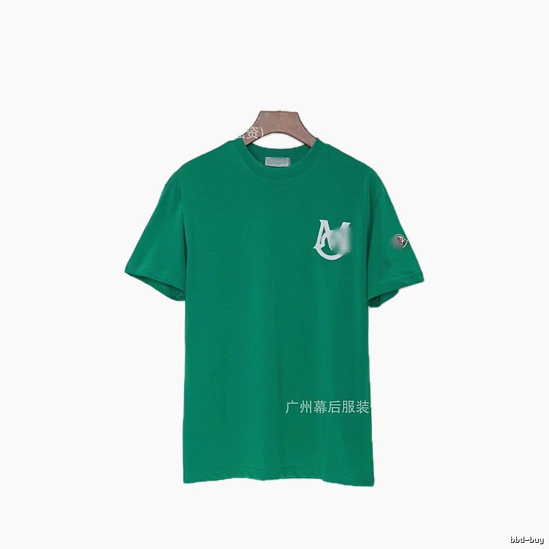 Moncler Letter Print Casual Style Green Short-sleeve T-shirt
