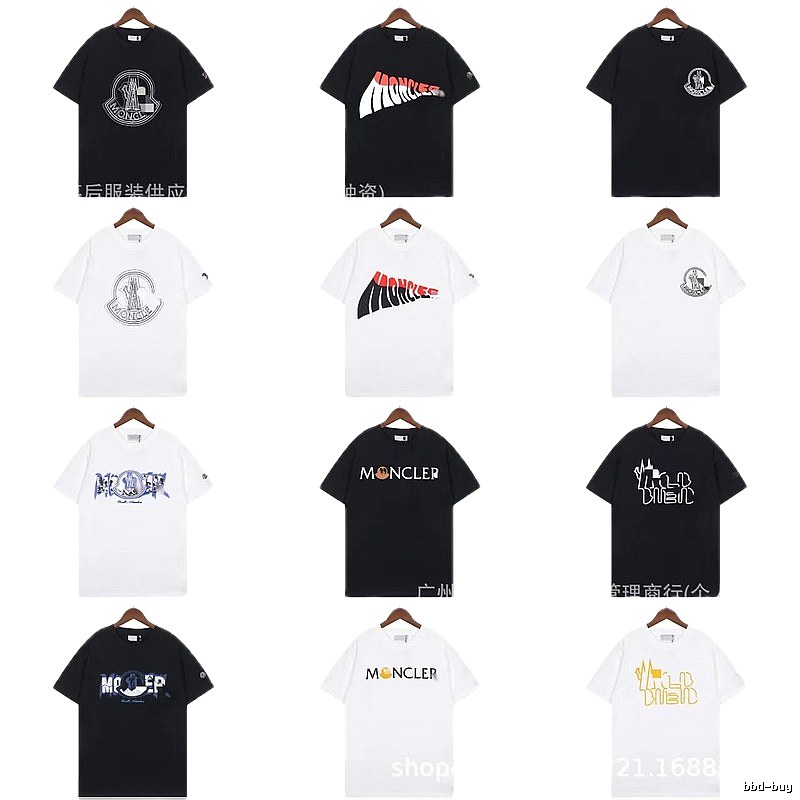 Moncler Logo Printed Trendy Black & White Short-Sleeve T-Shirt
