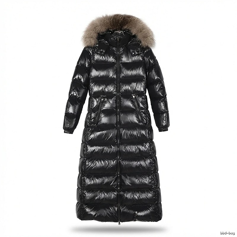 Moncler long shiny black down jacket