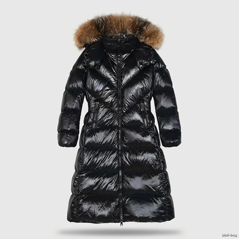Moncler long stylish black down jacket