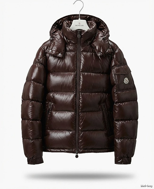 Moncler shiny short brown down jacket
