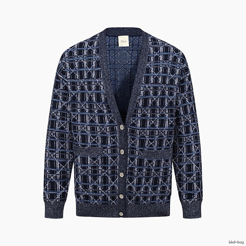 Navy Dior Button-front Cardigan for Layered Winter Looks