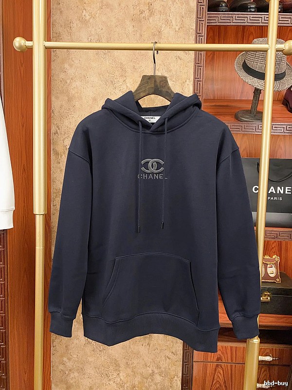 Navy Pullover Hoodie with Chanel Chanel Hoodie with Layering Piece