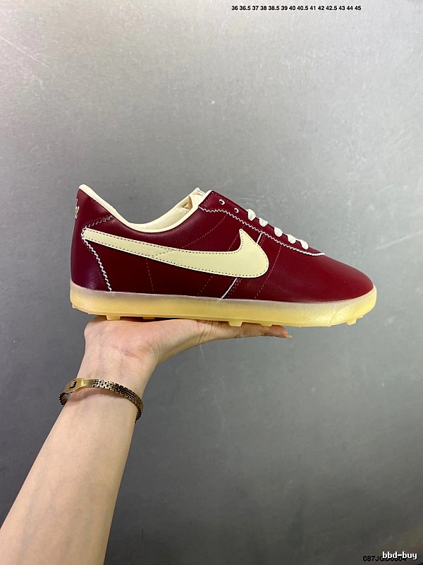Nike Waffle-Sole Runners with Raised Heel Cushioning in Red and Cream