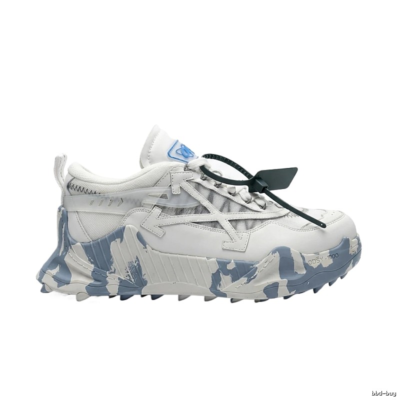 Off-White camouflage-style white and gray sports shoes