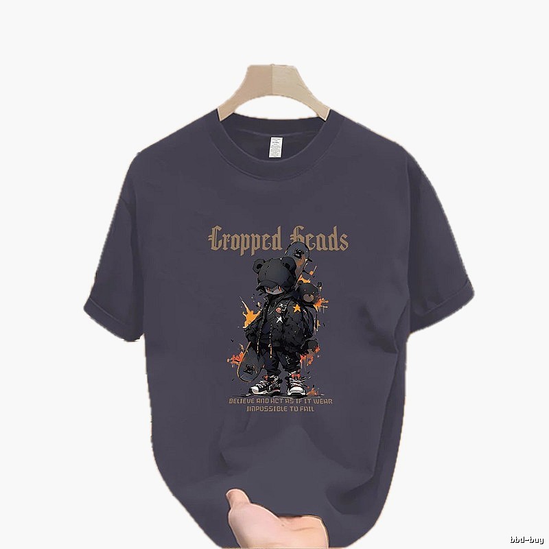 Original Streetwear Brand Skate Bear Street Style Charcoal Gray T-shirt