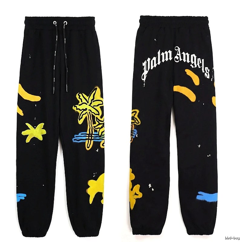 Palm Angels Graffiti Style Black Sweatpants