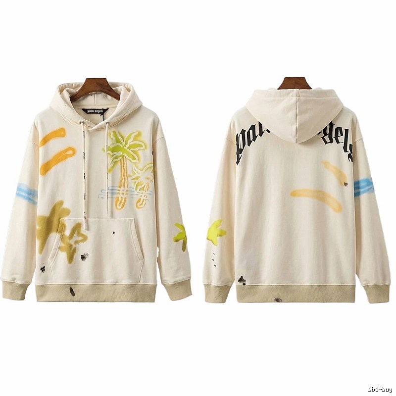 Palm Angels Graffiti Style White Hoodie