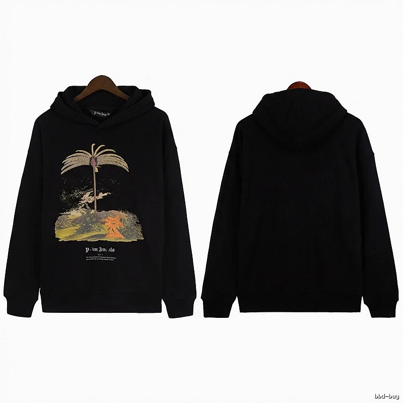 Palm Angels Palm Print Style Black Sweatshirt