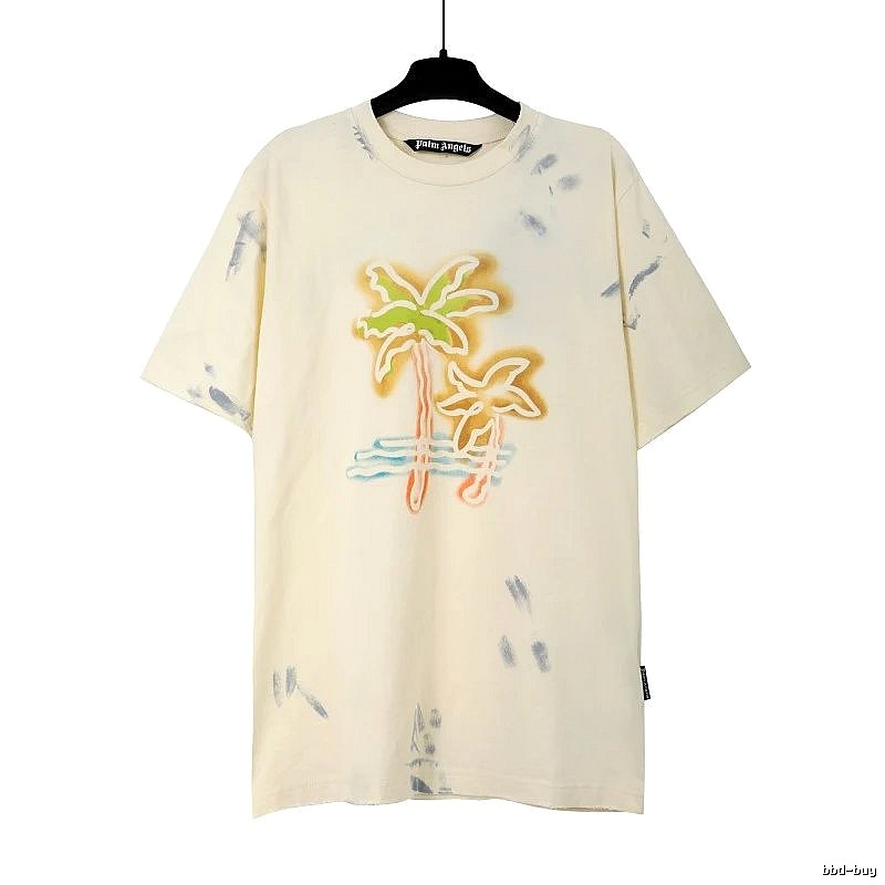 Palm Angels Statement Logo T-shirt White Palm Tree for Outdoor Plans