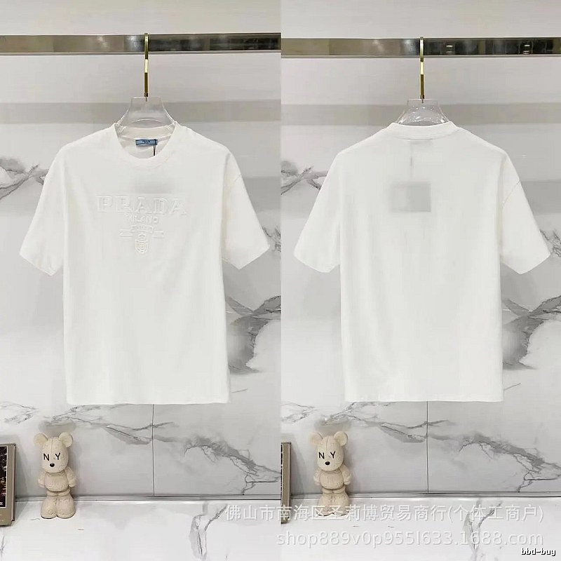 Prada Classic Collection Minimalist Style White Short-sleeved T-shirt