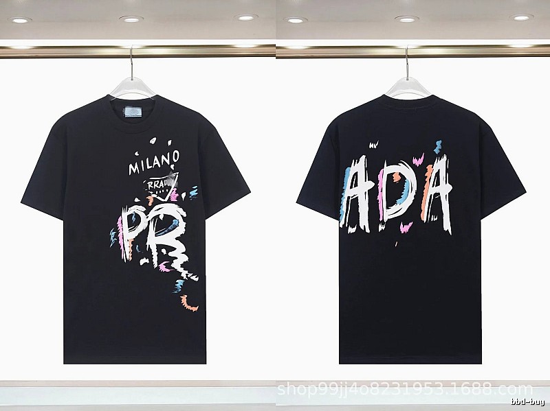 Prada Graffiti Collection Street Style Black T-Shirt