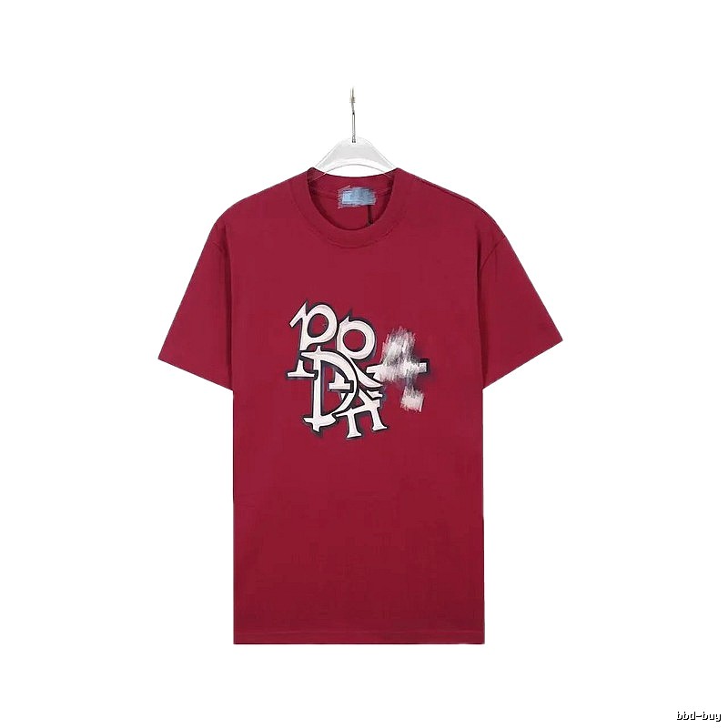 Prada Graffiti Print Cool Edgy Burgundy T-Shirt
