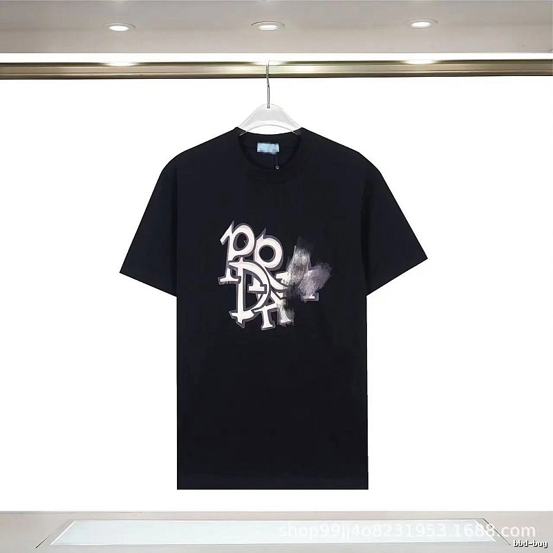 Prada Letter Graffiti Street Style Black T-Shirt