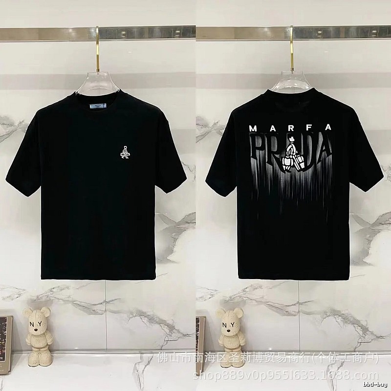 Prada Marfa Streetwear Style Black Short-sleeve T-shirt