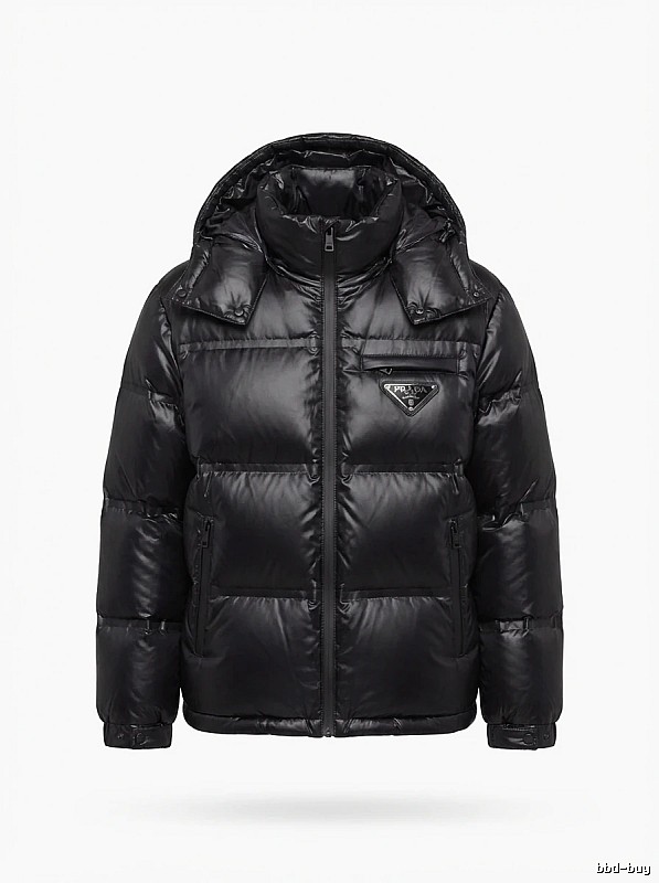 Prada triangle logo black down jacket
