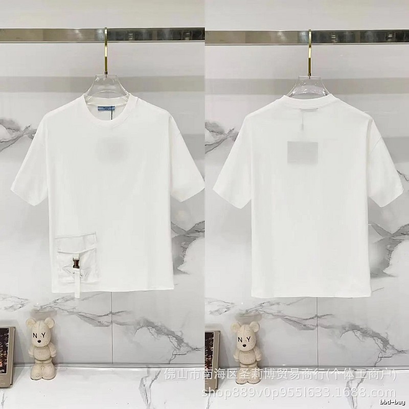 Prada Triangle Logo Minimalist Style White Short-sleeve T-shirt