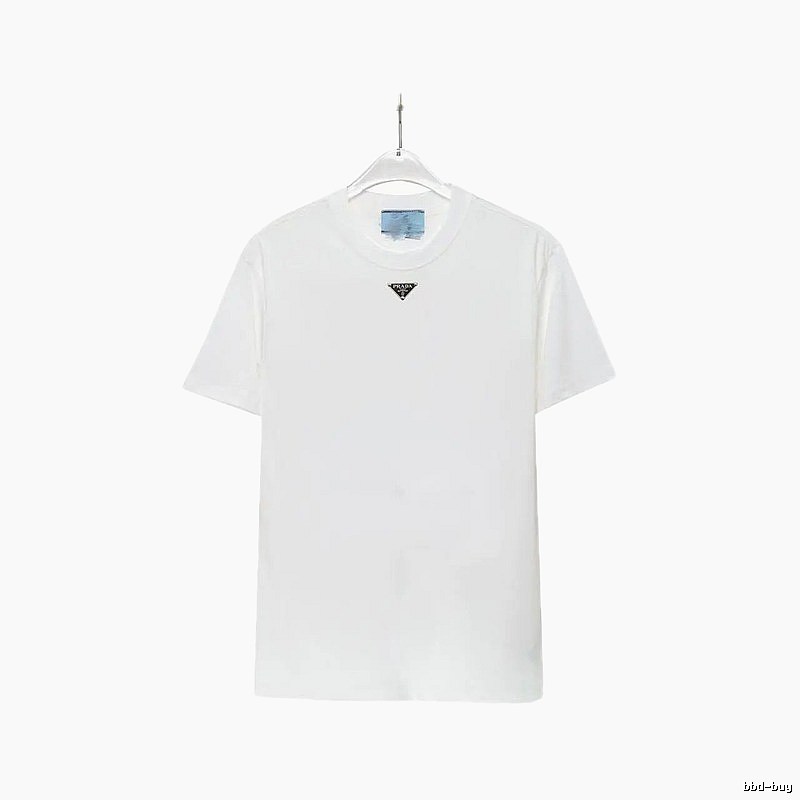 Prada Triangle Logo Minimalist Style White T-Shirt