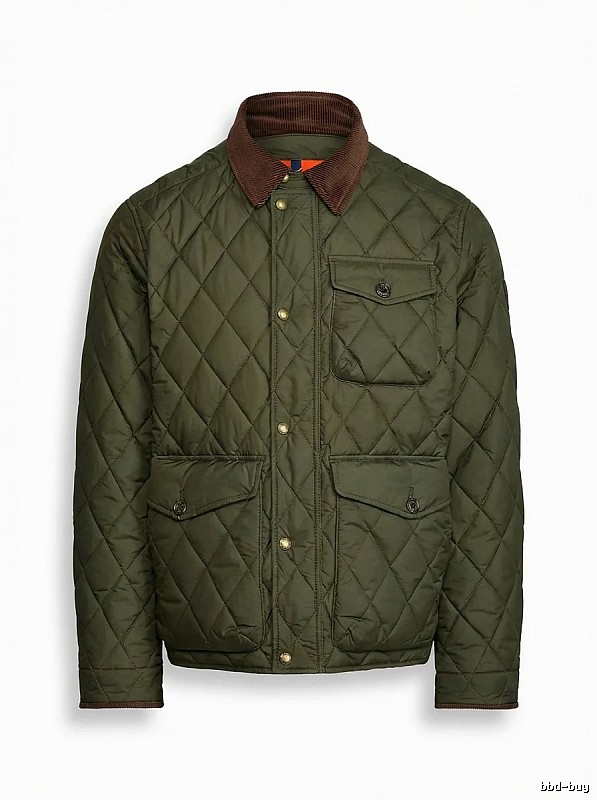 Ralph Lauren diamond-patterned olive green cotton-padded coat