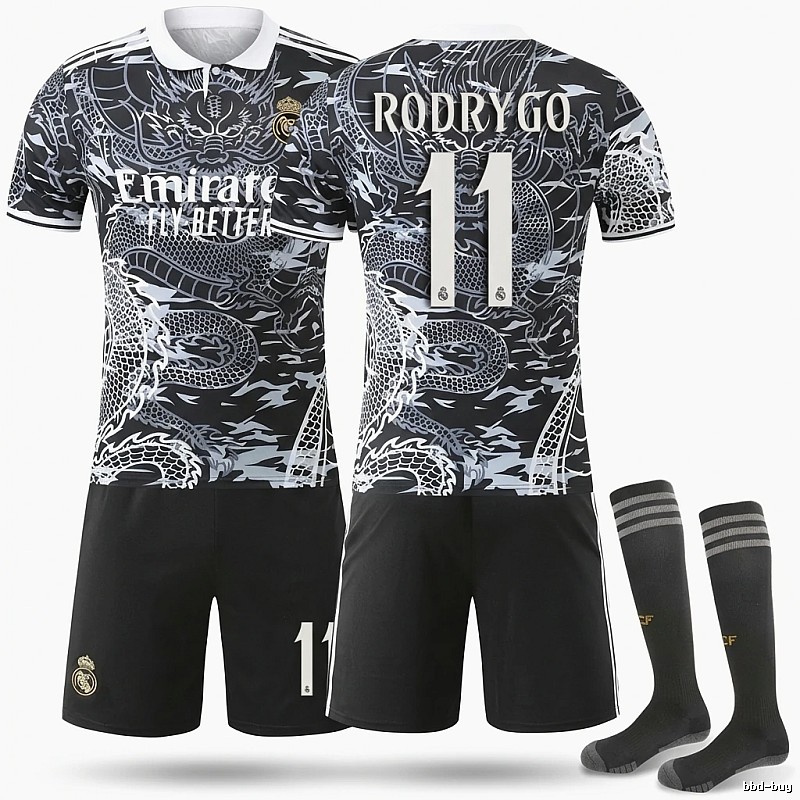 Real Madrid dragon pattern Chinese style black jersey
