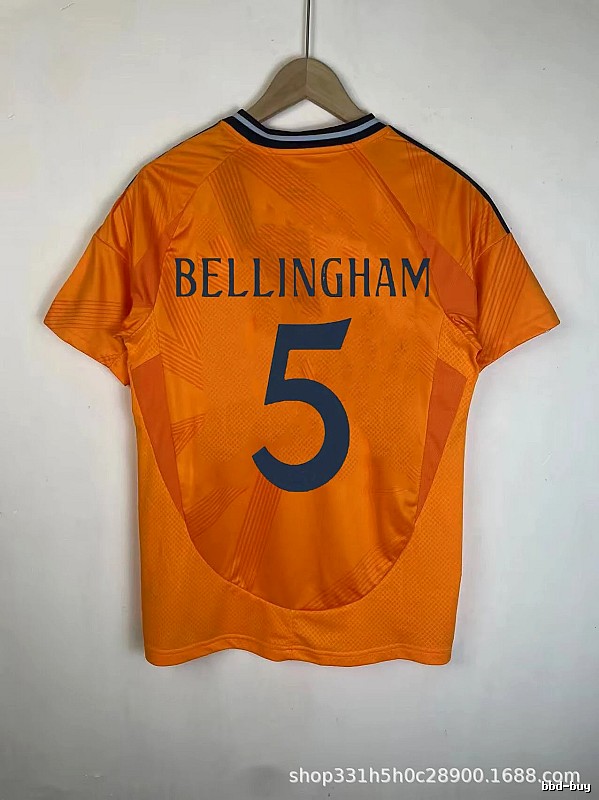 Real Madrid Summer Bellingham #5 soccer jersey White Real Madrid with Bold Graphic