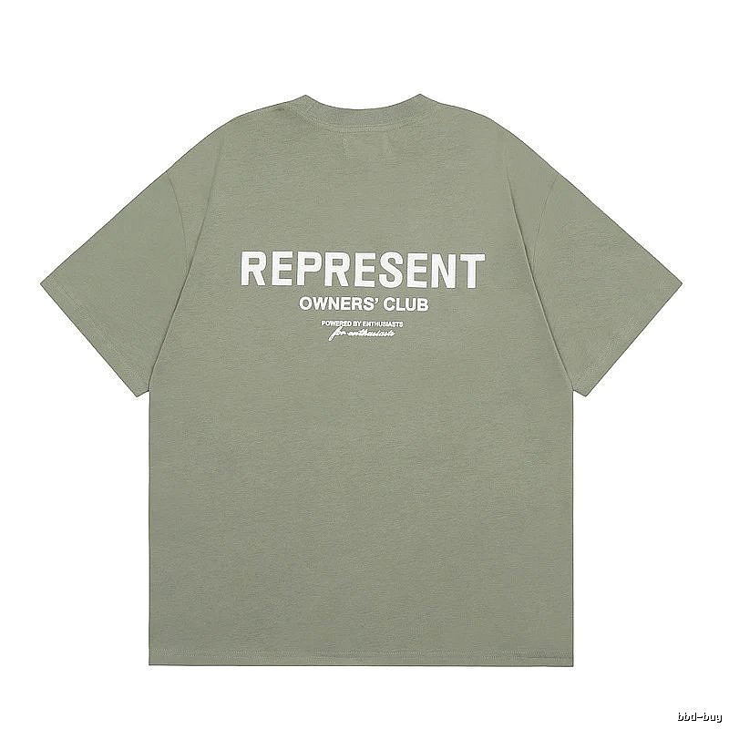 Represent Army Green Style 868 Owners Club T-Shirt Signature Detail Logo