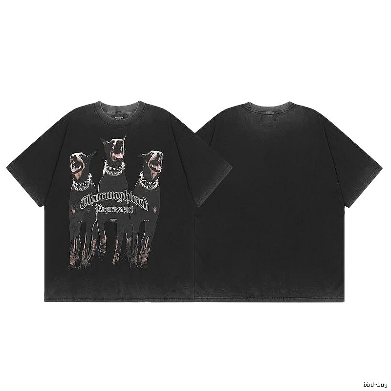 Represent Doberman Print Vintage Style Black Short-sleeve T-shirt